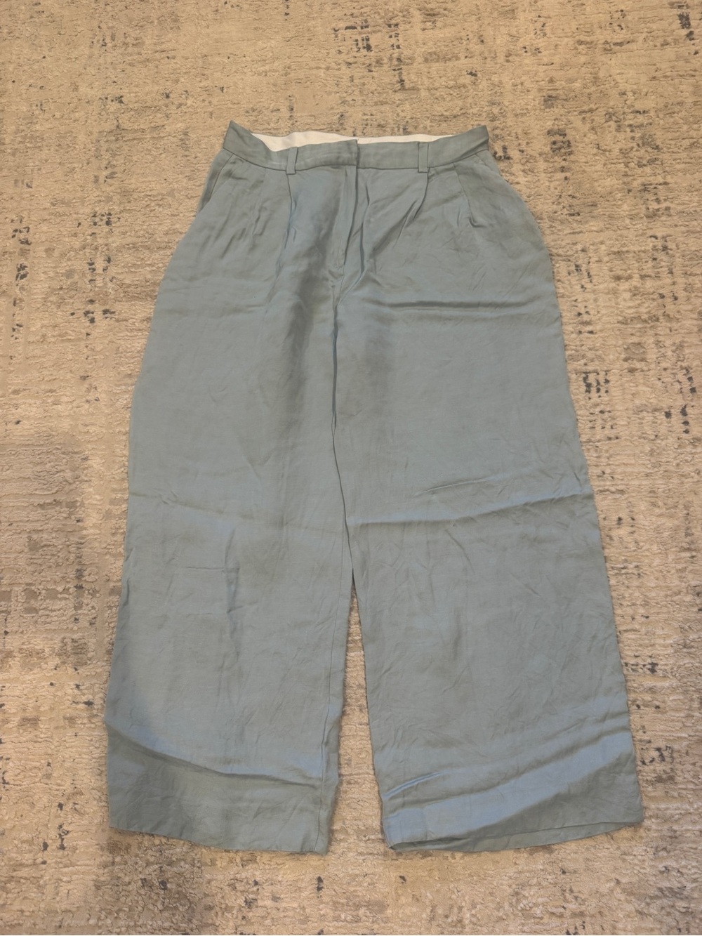 H&M Premium Collection Women's Linen Wide-Leg Chinos in Light Blue